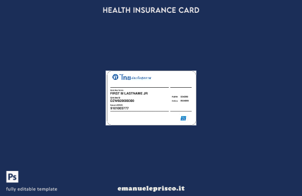 modello di tessera di assicurazione sanitaria tailandese in stile verificato